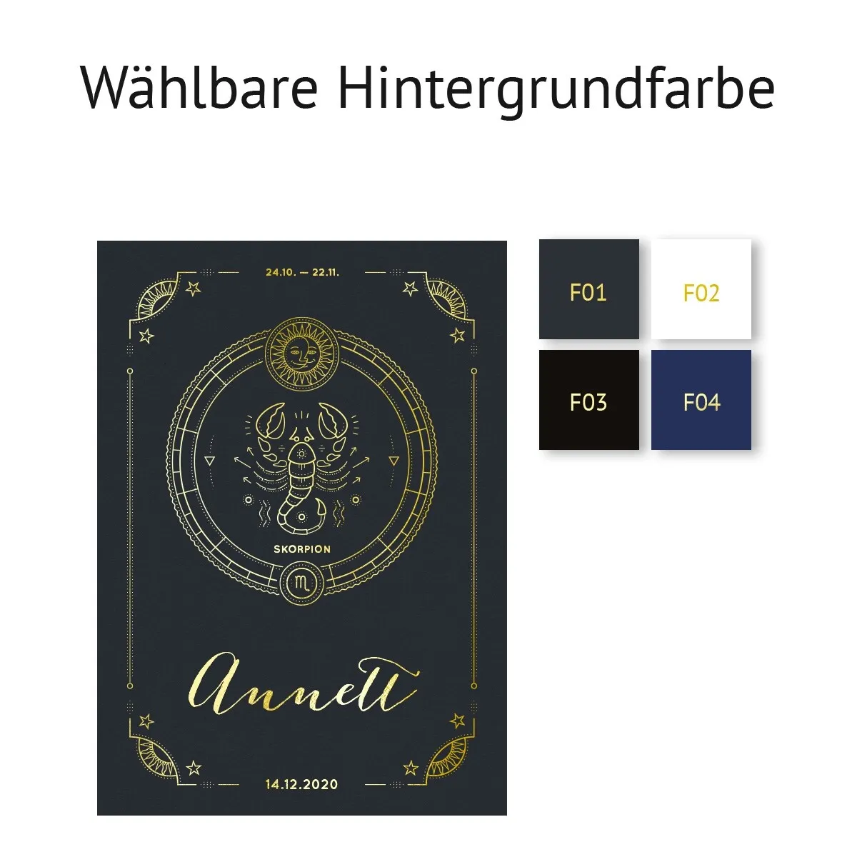 Personalisiertes Kunstdruck Poster mit Heißfolienprägung - Sternzeichen Skorpion