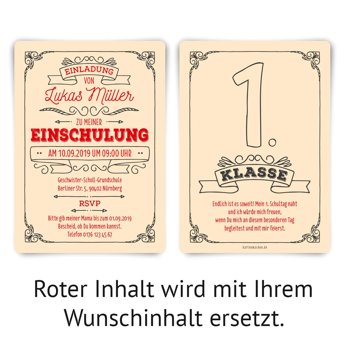 Einschulung Einladungskarten - 1. Klasse