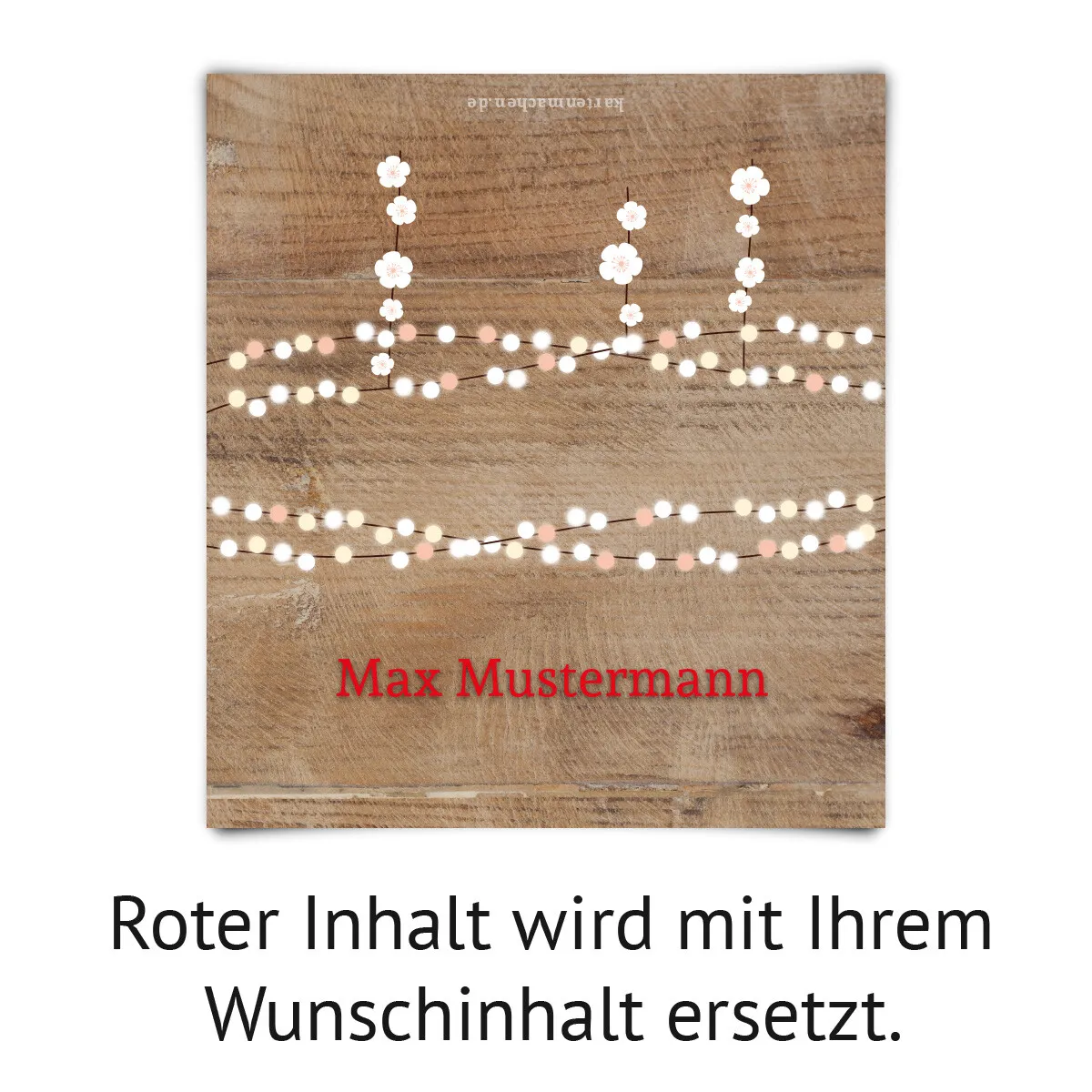 Hochzeit Tischkarten - Holz Lichtgirlande