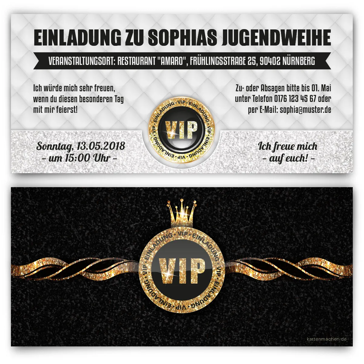 Einladungskarten zur Jugendweihe - VIP Gold