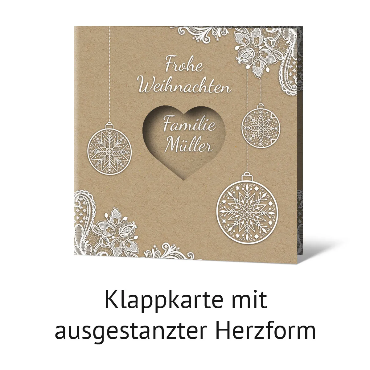 Lasergeschnittene Private Weihnachtskarten - Rustikal Kraftpapier