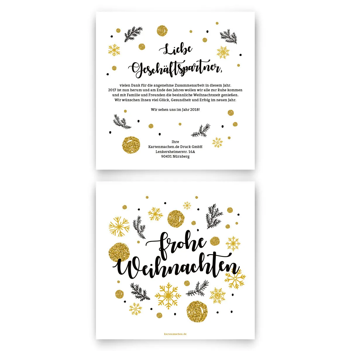 Geschäftliche Weihnachtskarten - Gold Glitter