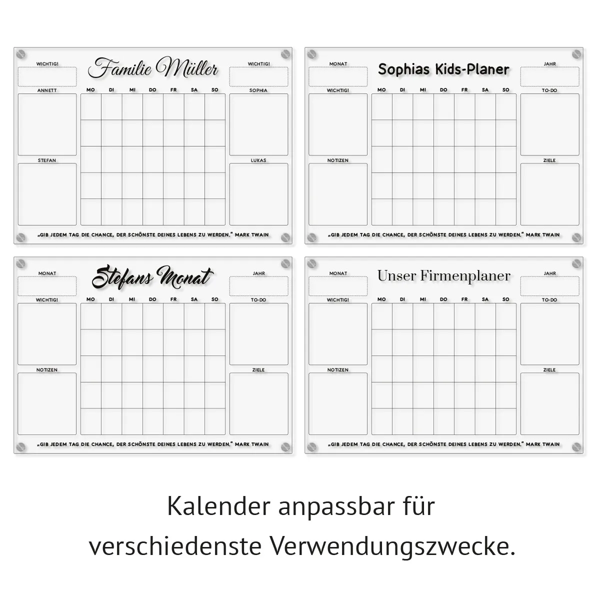 Personalisierter Acrylglas Kalender - Monatsplaner