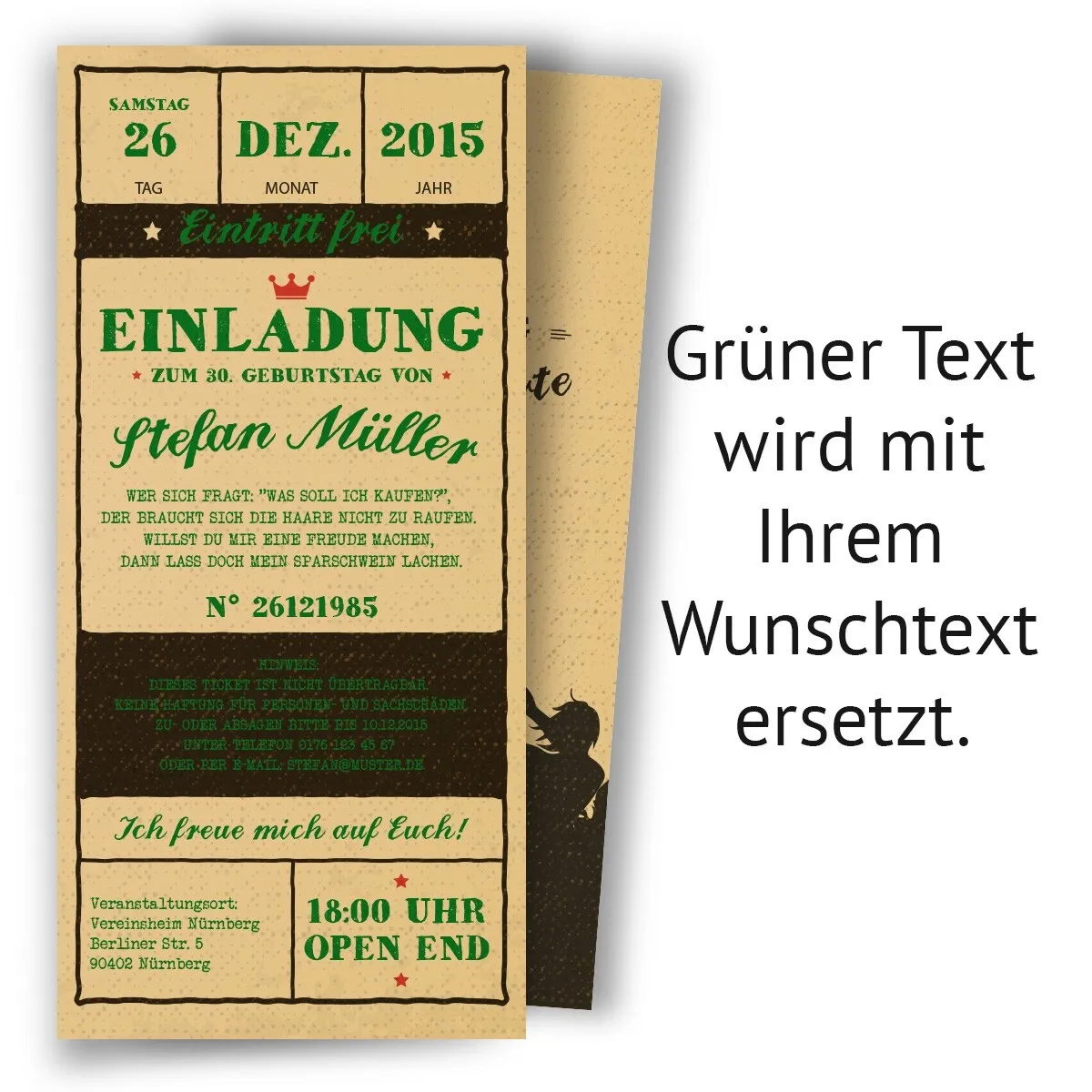 Geburtstagseinladungen - Vintage Ticket