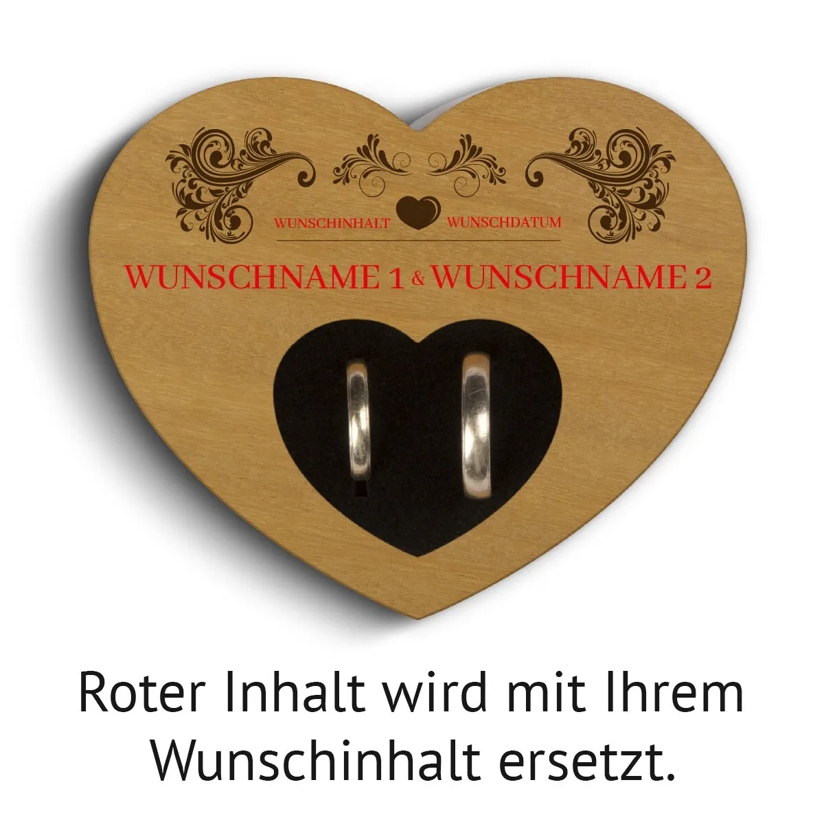 Hochzeit Herz Ringkissen Garapa Holz - Vintage