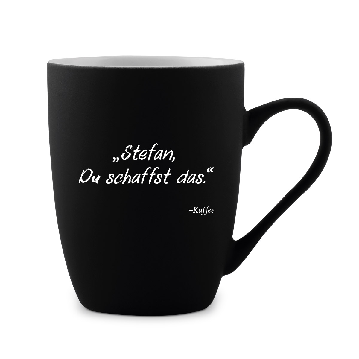 Tasse 300 ml Keramik gummiert Schwarz - Du schaffst das