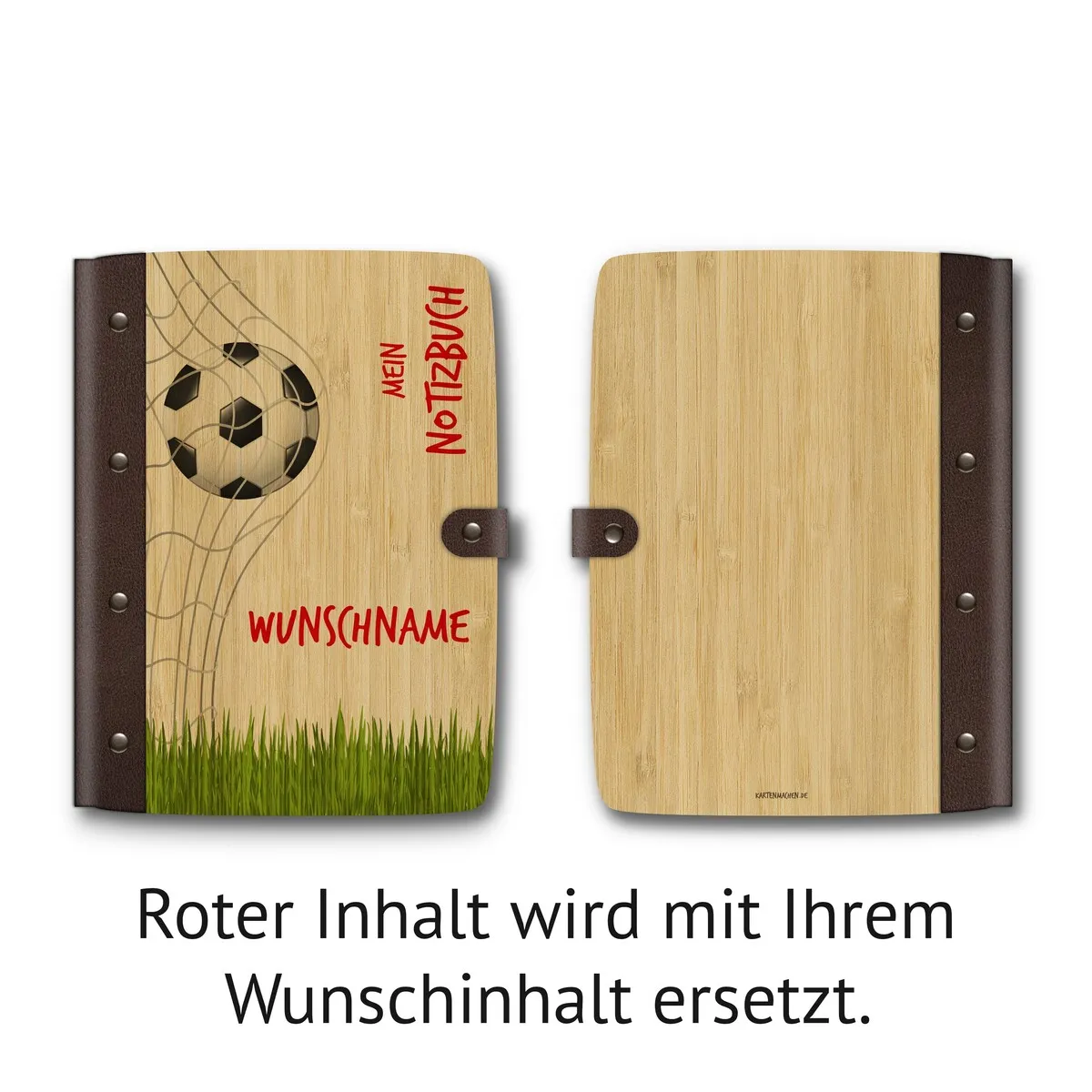 Personalisiertes Notizbuch / Tagebuch Bambus für Kinder - Fußball