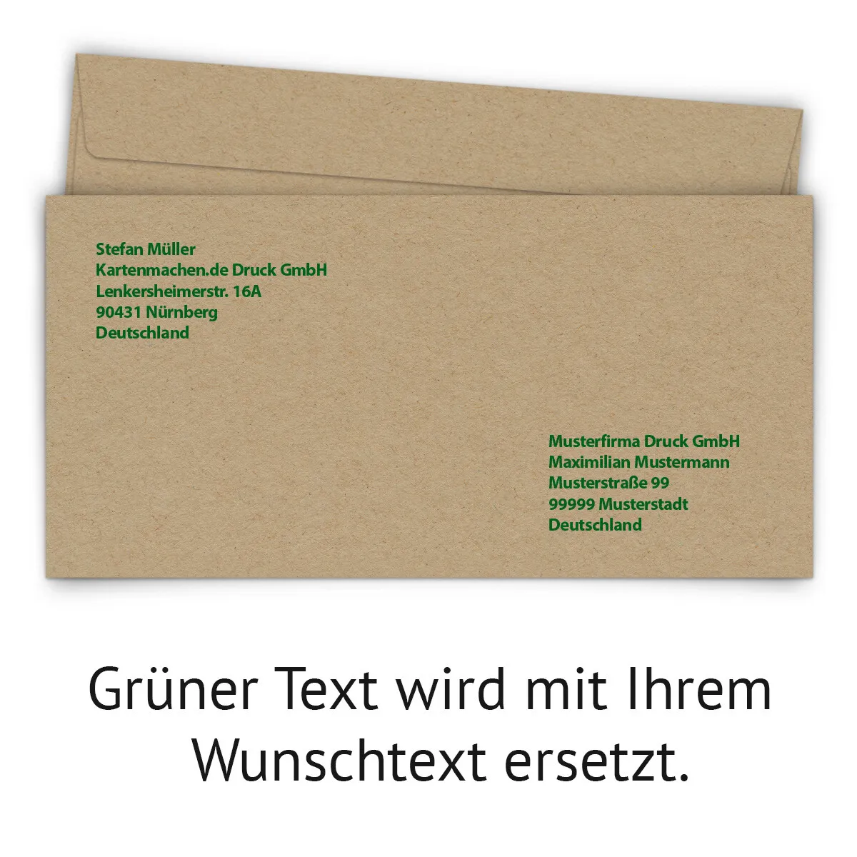 Personalisierte Umschläge - Kraftpapier Look - DIN Lang