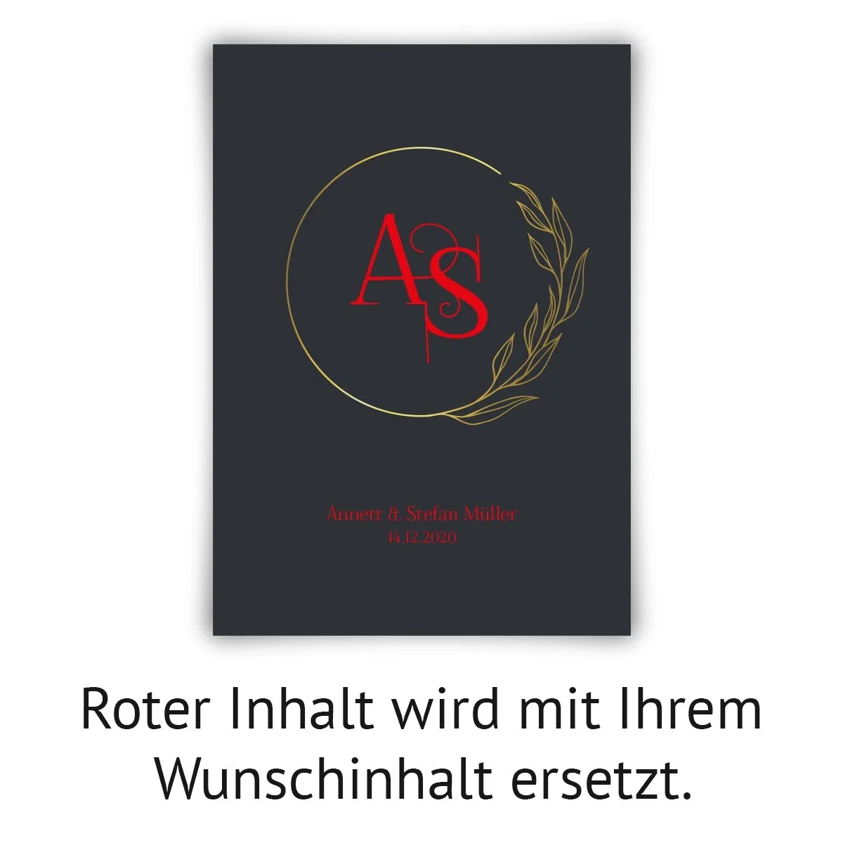 Personalisiertes Kunstdruck Poster mit Heißfolienprägung - Initialen