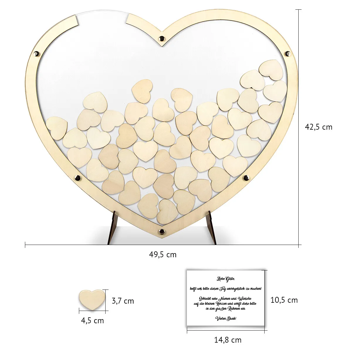 Hochzeit Gästebuch Alternative - Herz aus Holz M Weiß