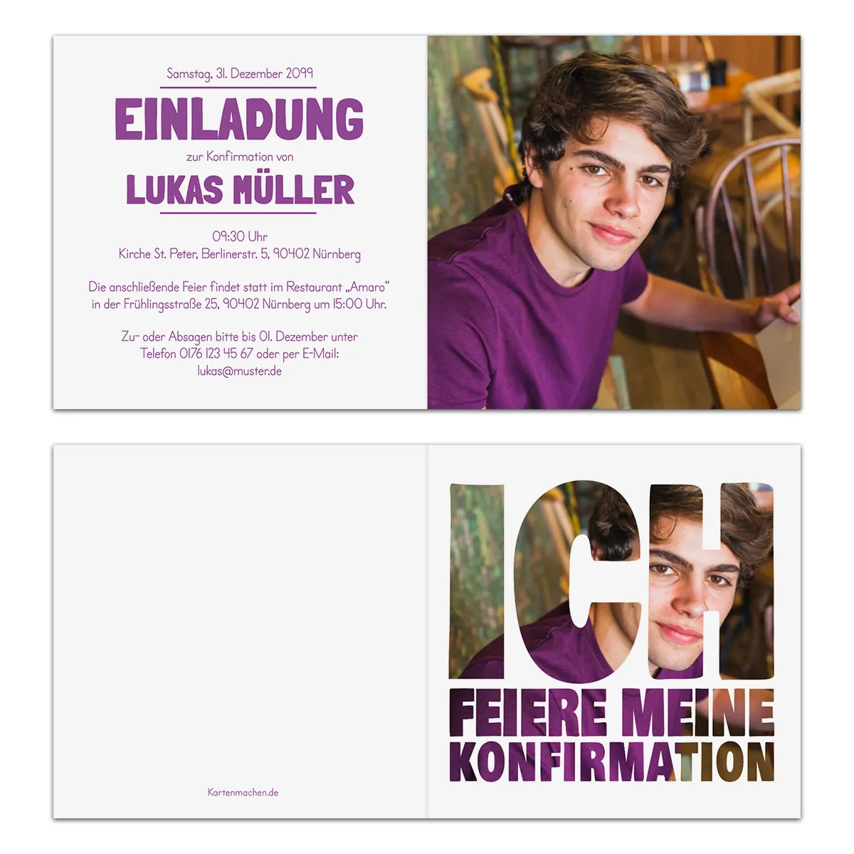 Konfirmationskarten Einladung - Fotoschrift