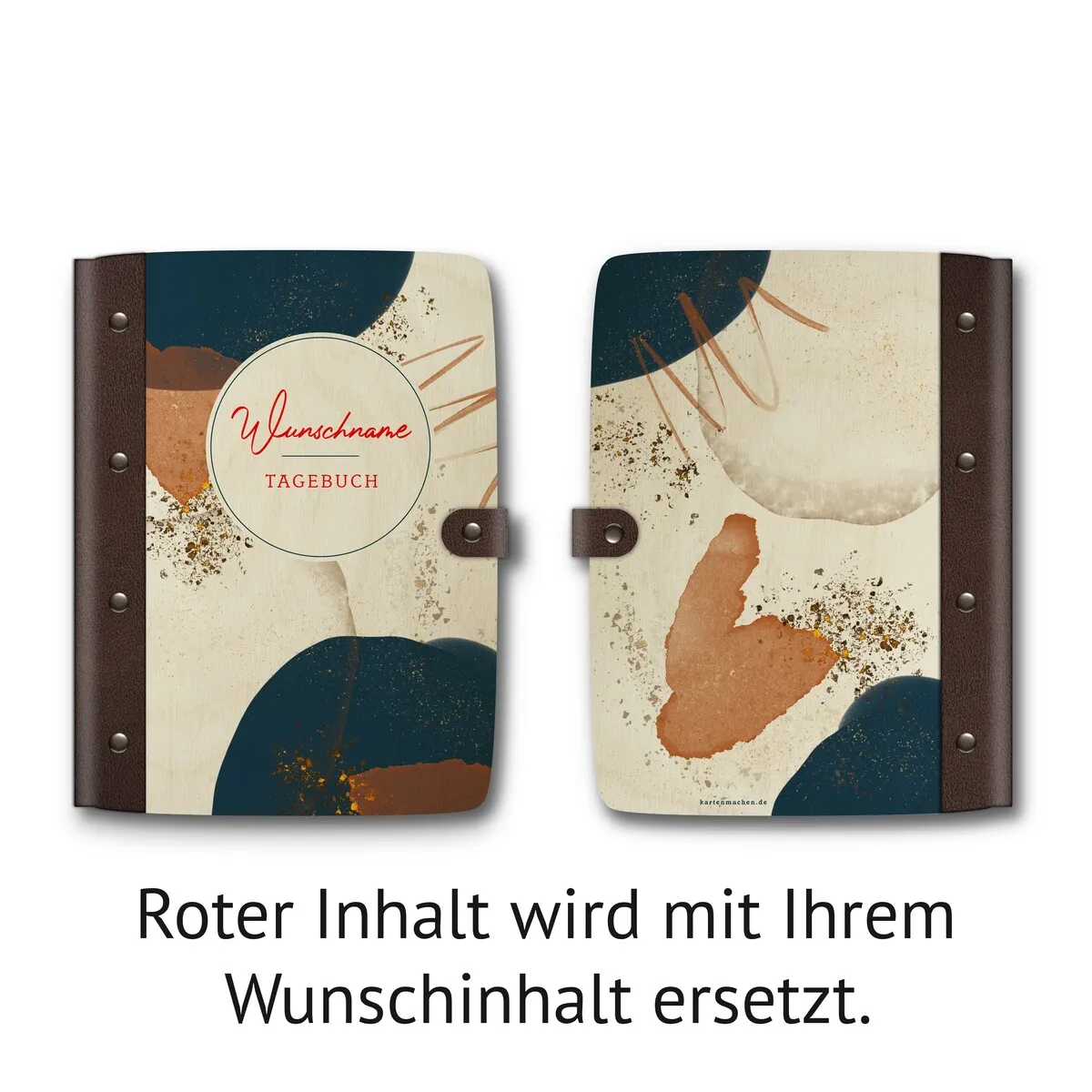 Personalisiertes Notizbuch Birkensperrholz mit Leder und UV-Druck - Modernes Aquarell