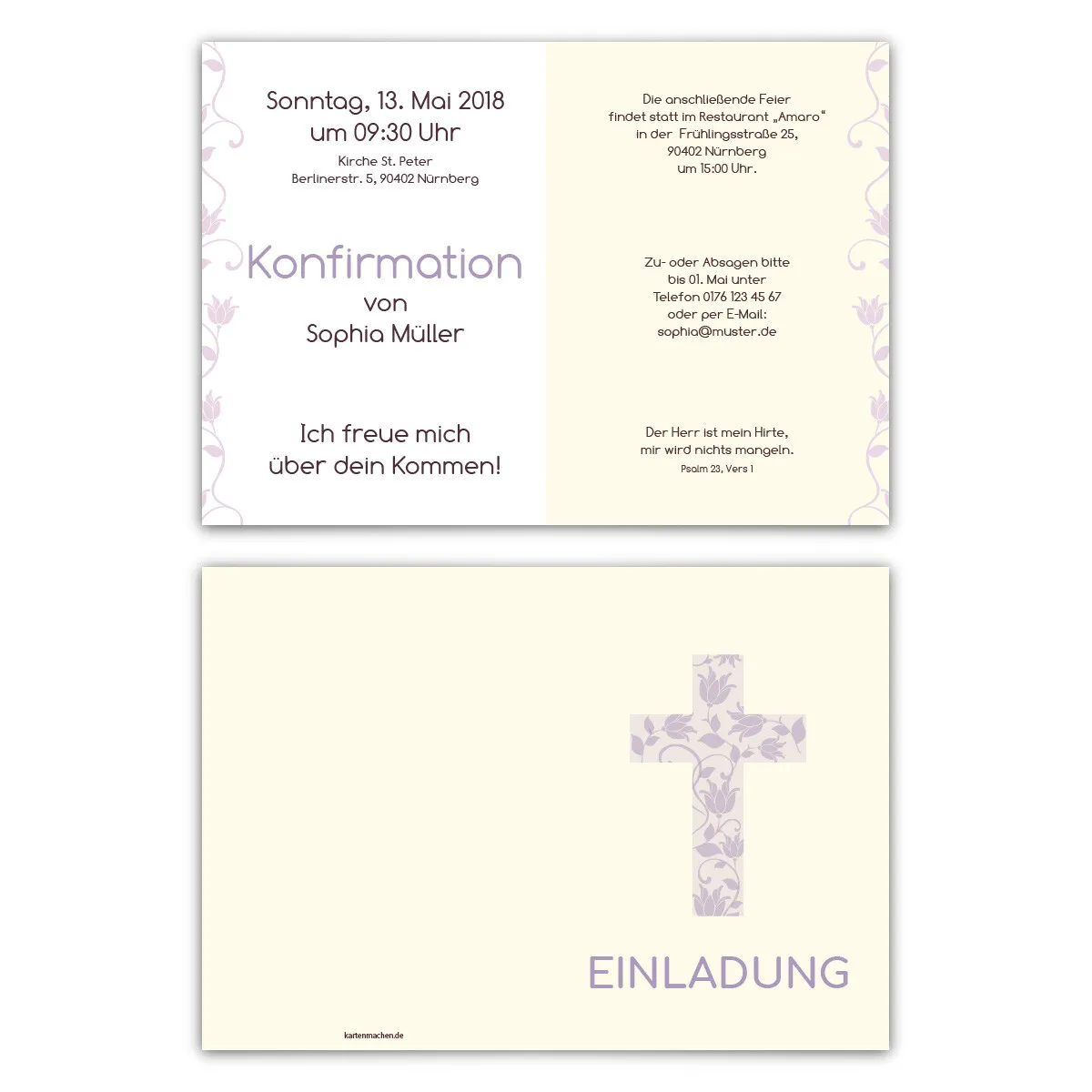 Konfirmation Einladungskarten - Rosenkreuz