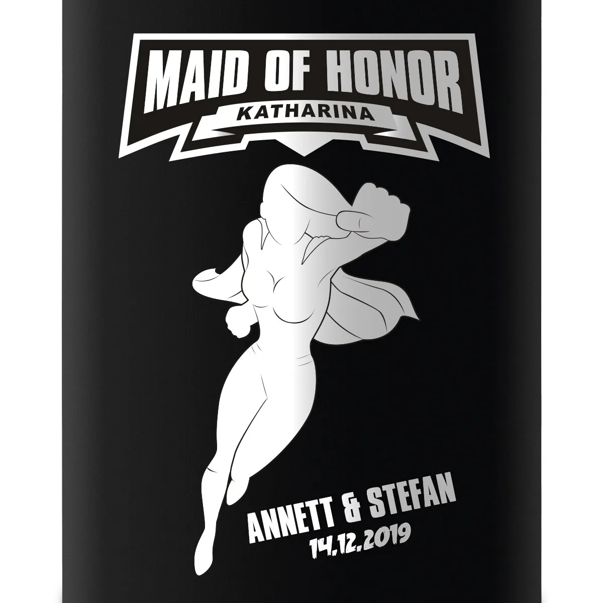 Flachmann 237 ml Schwarz Matt - Maid of Honor