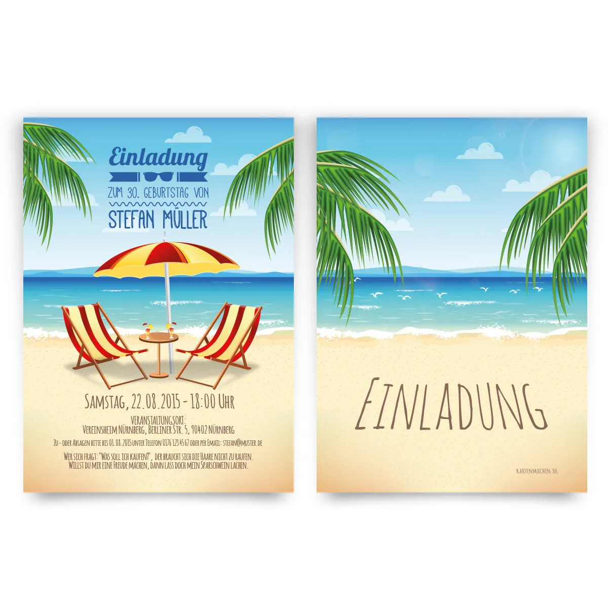 Einladungskarten - Strand