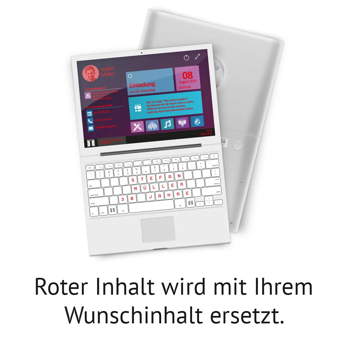 Einladungskarten Geburtstag als Laptop