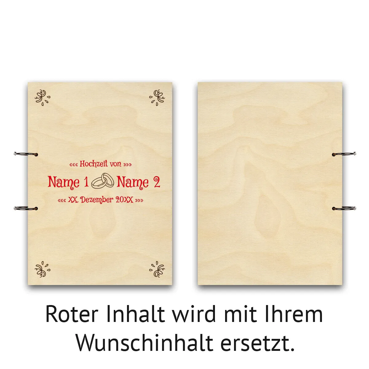 Personalisiertes Hochzeit Gästebuch A4 - Ringe