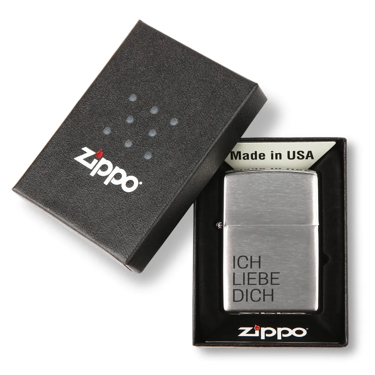 Zippo Sturmfeuerzeug Chrom - Ich Liebe Dich Schlicht