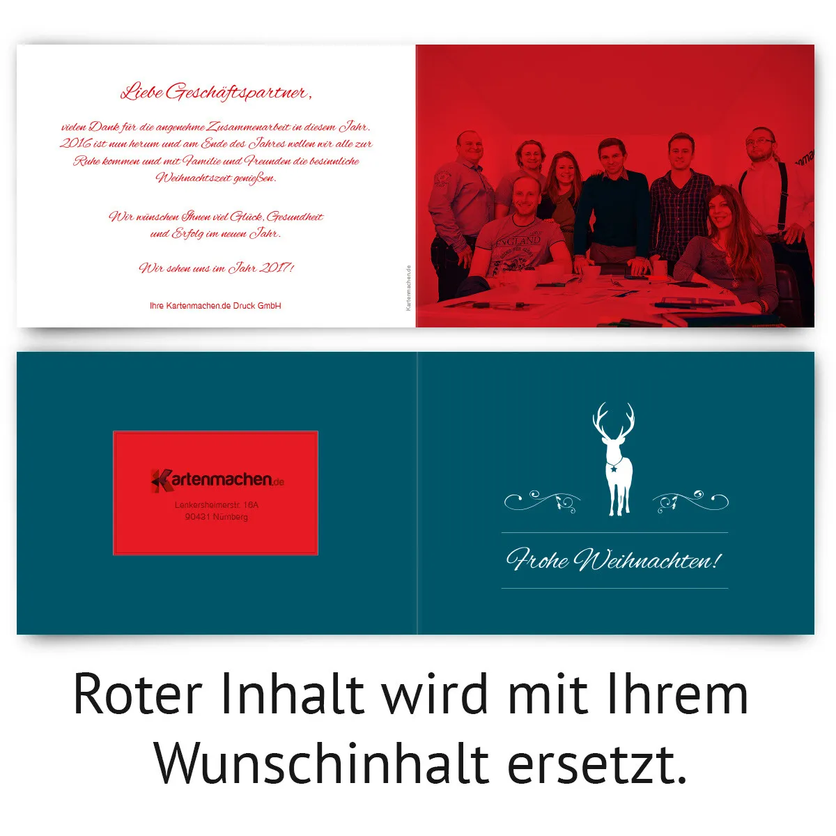 Geschäftliche Weihnachtskarten - Rentier in Blau