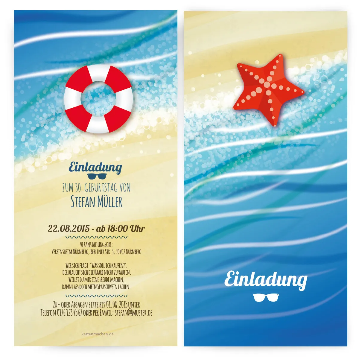 Einladungen zum Geburtstag - Strand & Meer