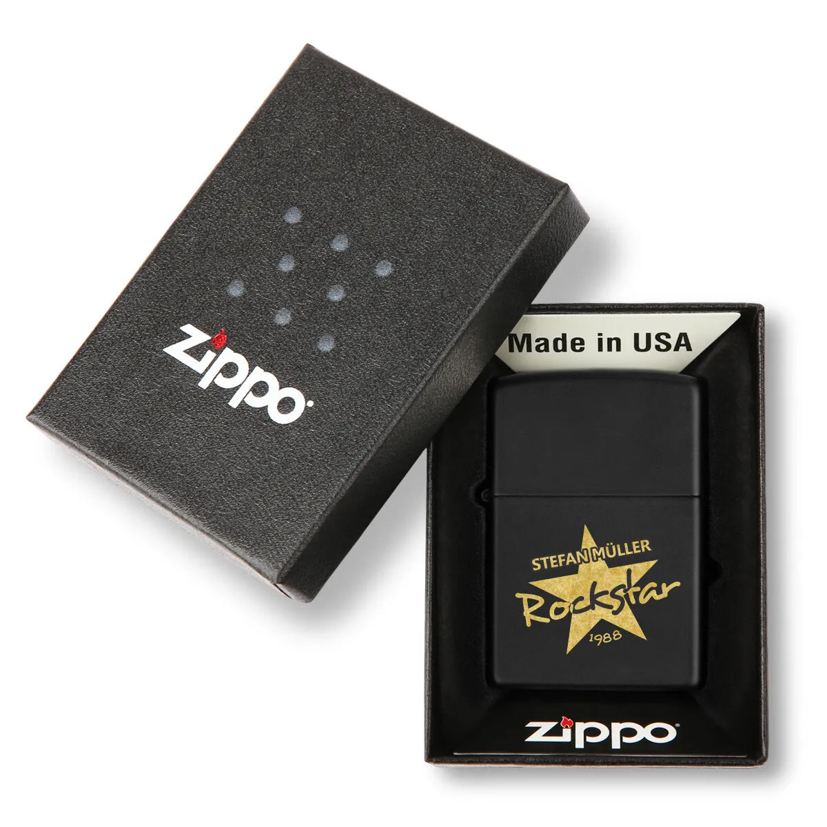 Zippo Sturmfeuerzeug Mattschwarz - Rockstar