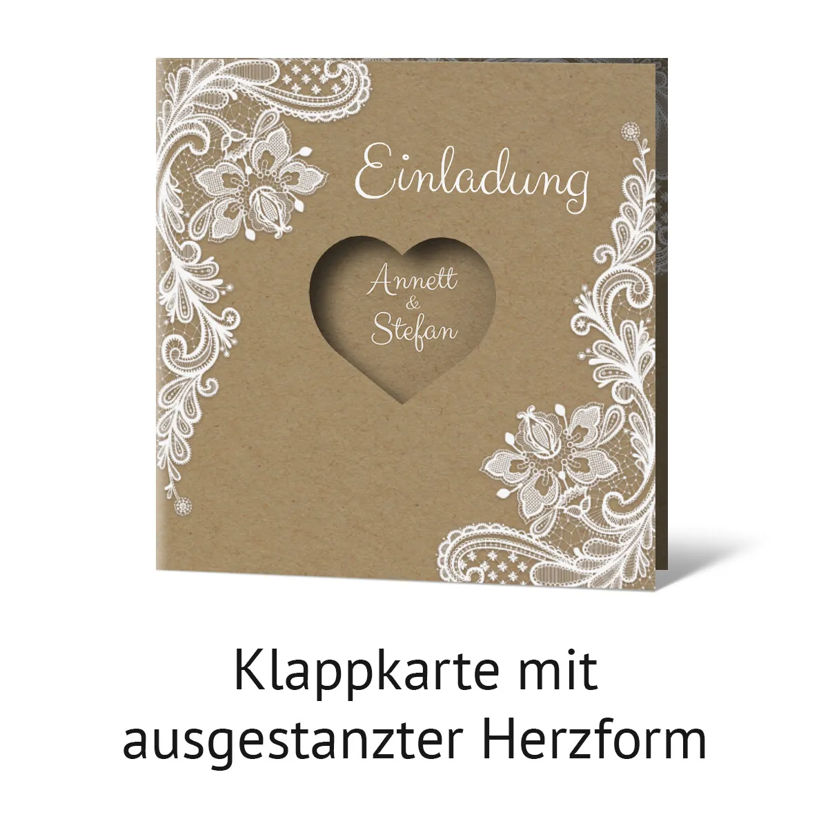 Lasergeschnittene Hochzeit Einladungskarten - Rustikal Kraftpapier