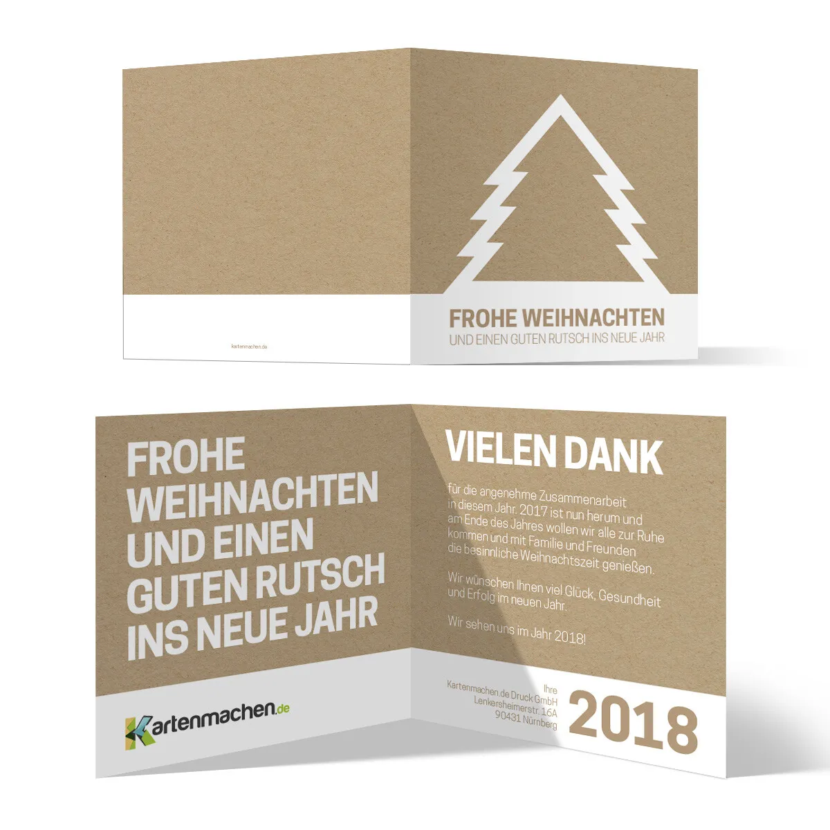 Firmen Weihnachtskarten - Origami Weihnachtsbaum Kraftpapier