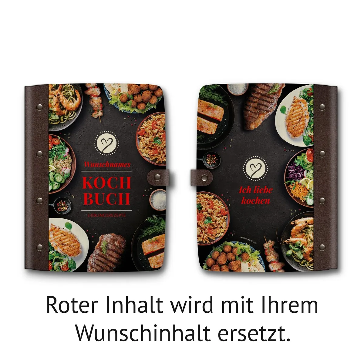 Personalisiertes Kochbuch Bambus mit Leder und UV-Druck - Lieblingsrezepte