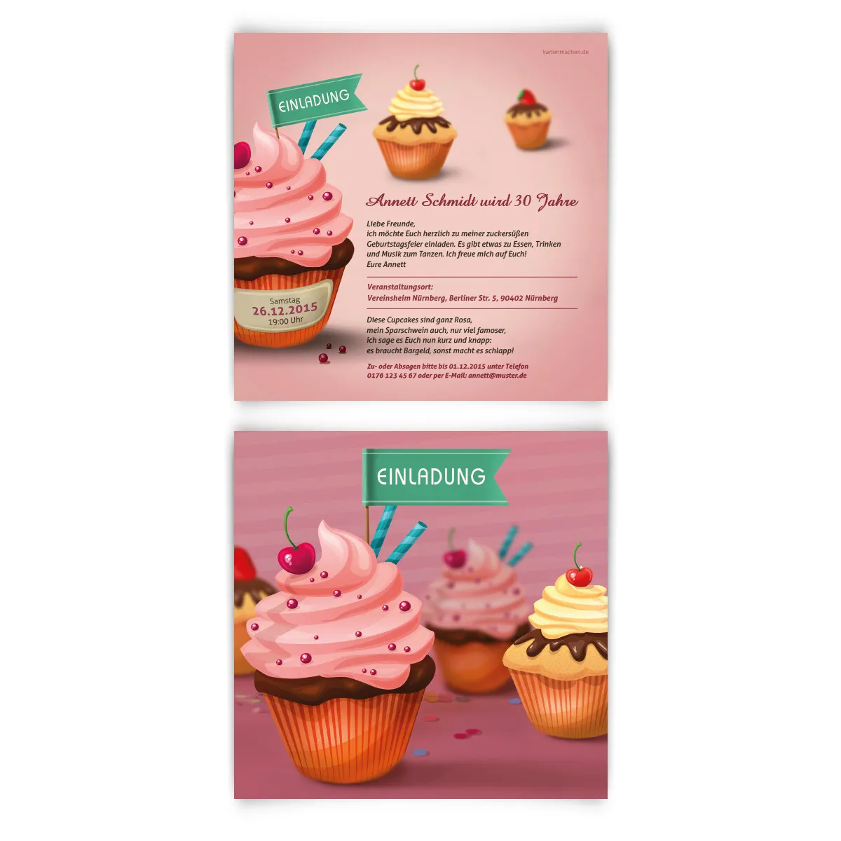 Geburtstagseinladungen - Cupcake