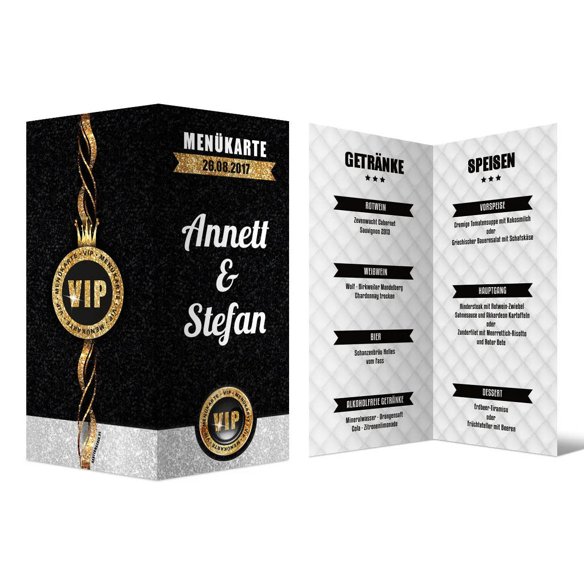 Menükarten zur Hochzeit - VIP Gold