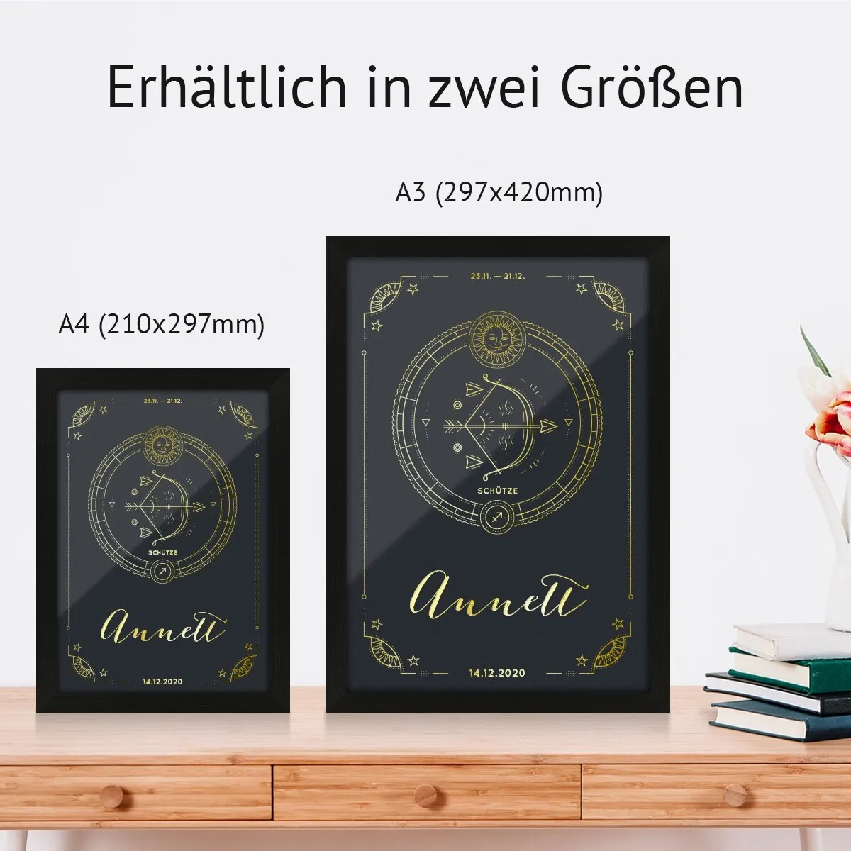 Personalisiertes Kunstdruck Poster mit Heißfolienprägung - Sternzeichen Schütze