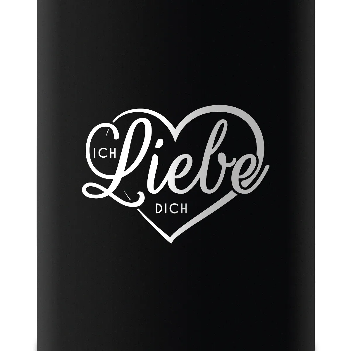 Flachmann 237 ml Schwarz Matt - Herz Ich Liebe Dich