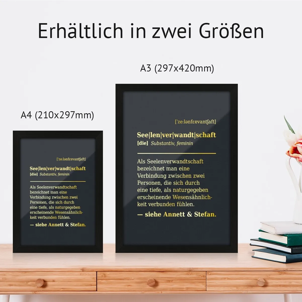 Personalisiertes Kunstdruck Poster mit Heißfolienprägung - Seelenverwandschaft