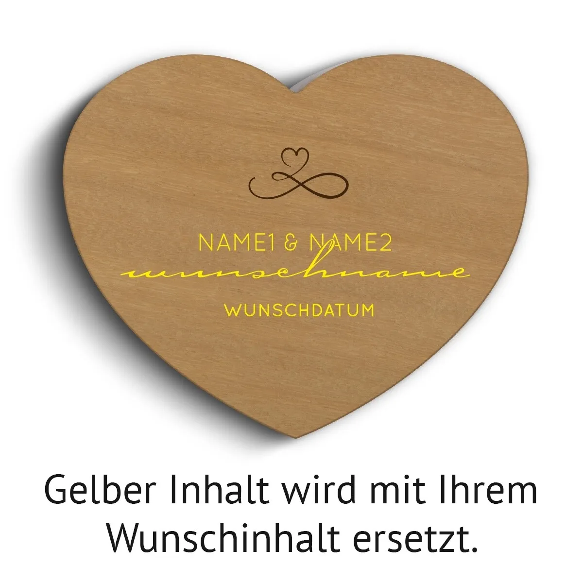 Hochzeit Herz Ringbox Garapa Holz - Schwungschrift