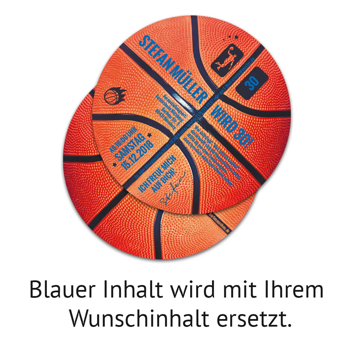 Runde Geburtstagseinladungskarten - Basketball