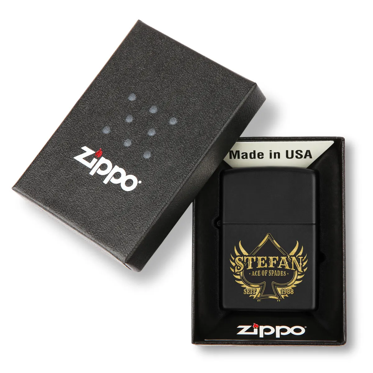 Zippo Sturmfeuerzeug Mattschwarz - Ace of Spades