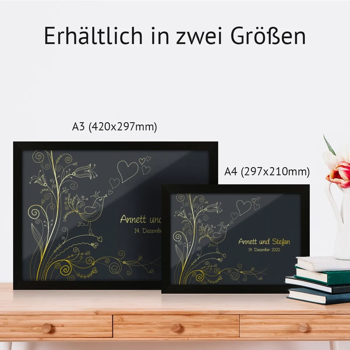 Personalisiertes Kunstdruck Poster mit Heißfolienprägung - Liebesbaum