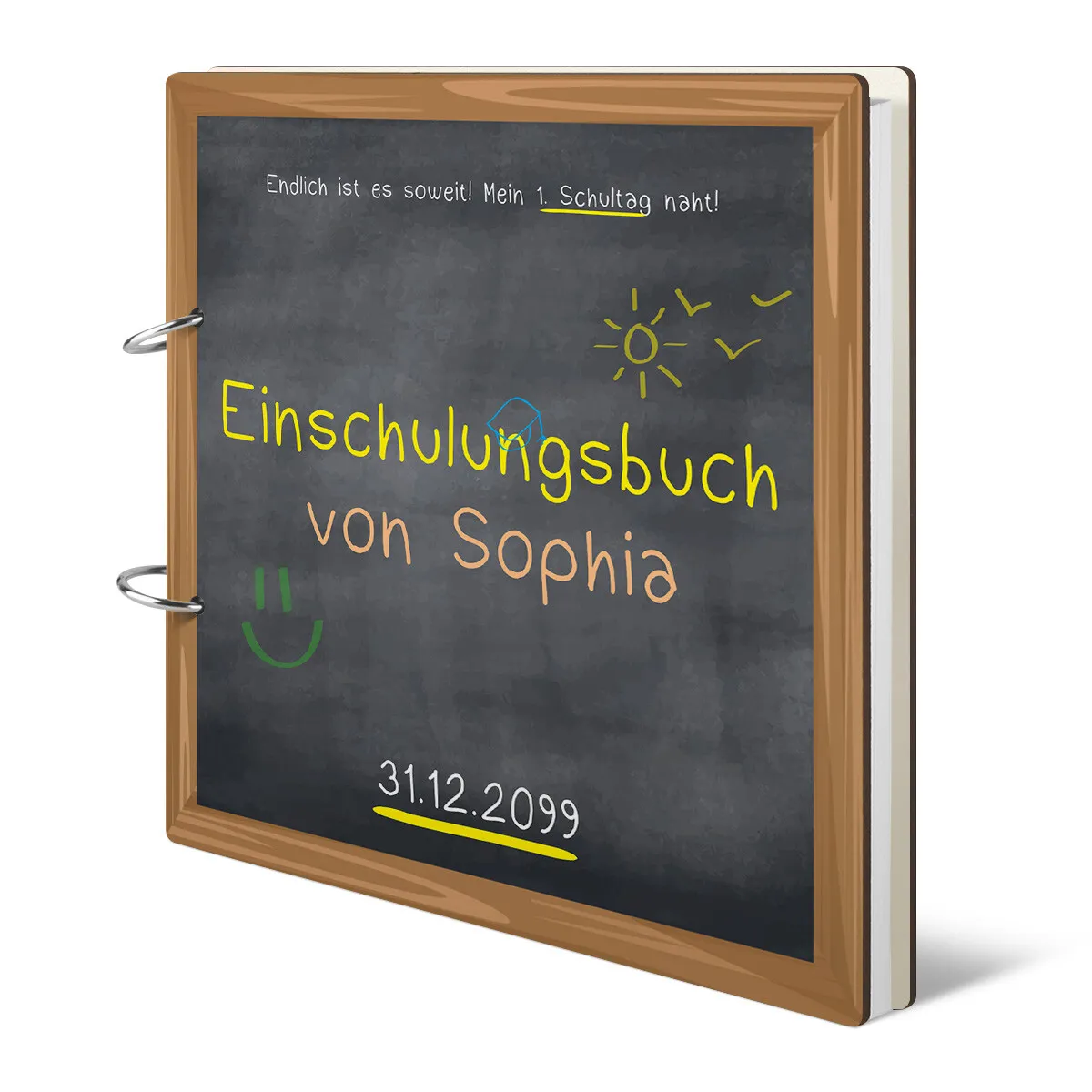 Personalisiertes Einschulung Gästebuch - Schiefertafel Look