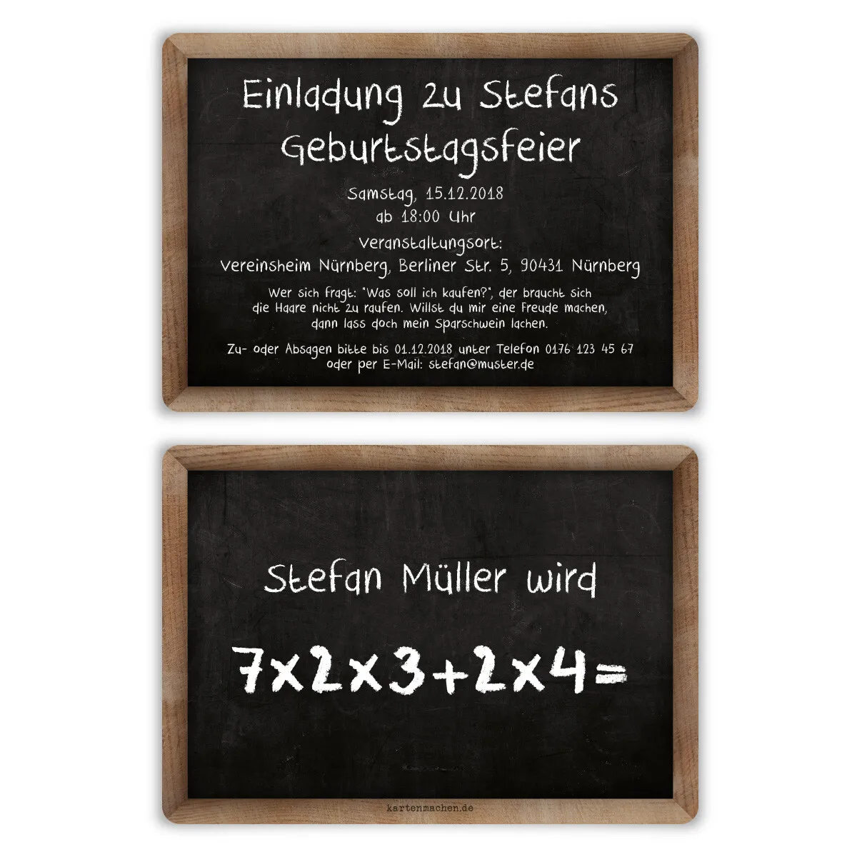 Einladungen runder Geburtstag 50 Jahre - Rechenaufgabe