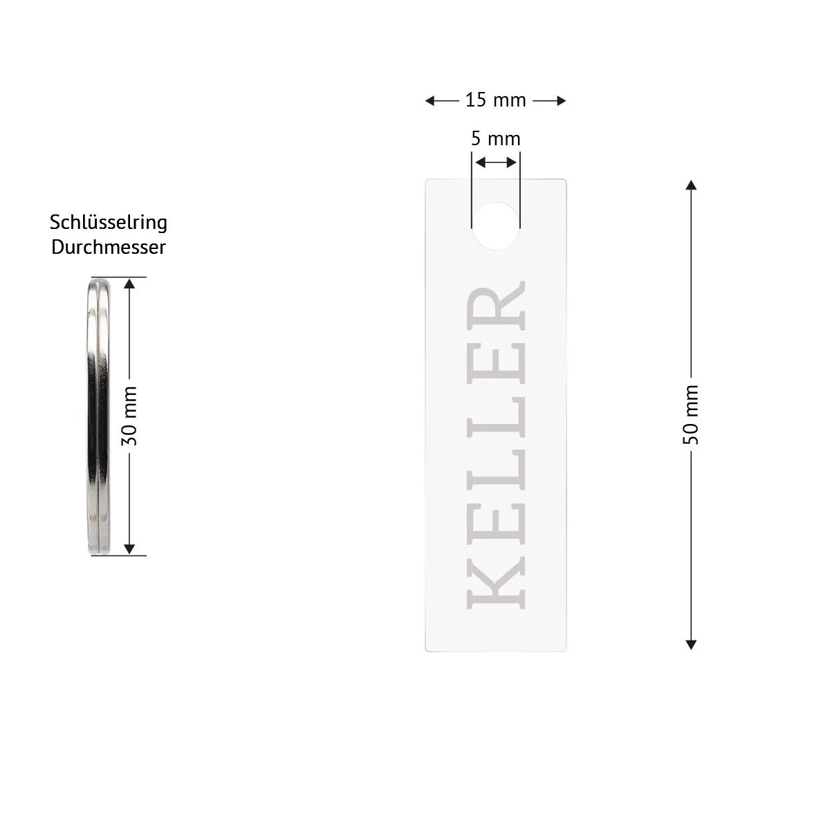 Acrylglas Stick Schlüsselanhänger - Keller