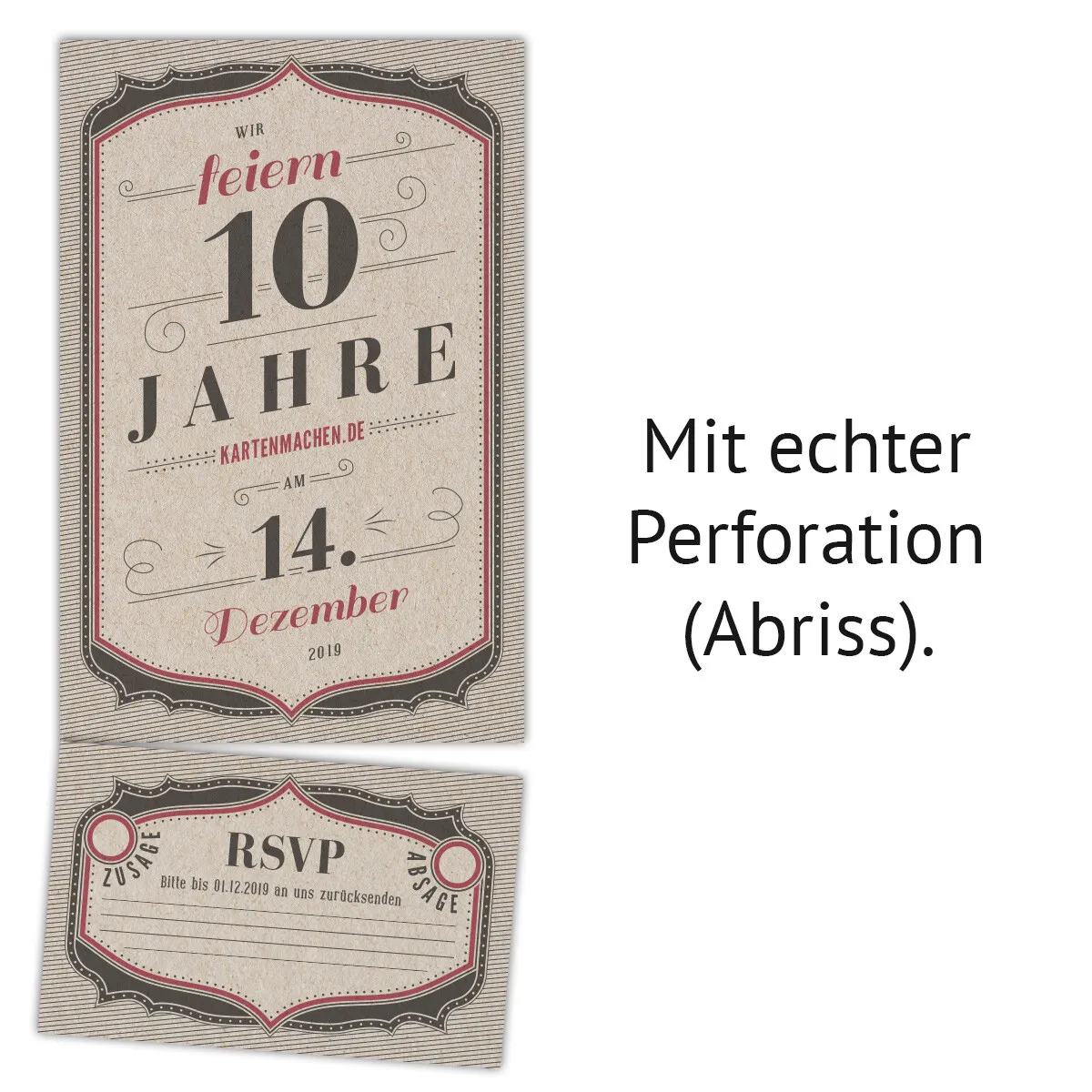 Ticket Einladungskarten Firmenjubiläum - Vintage Letterpress