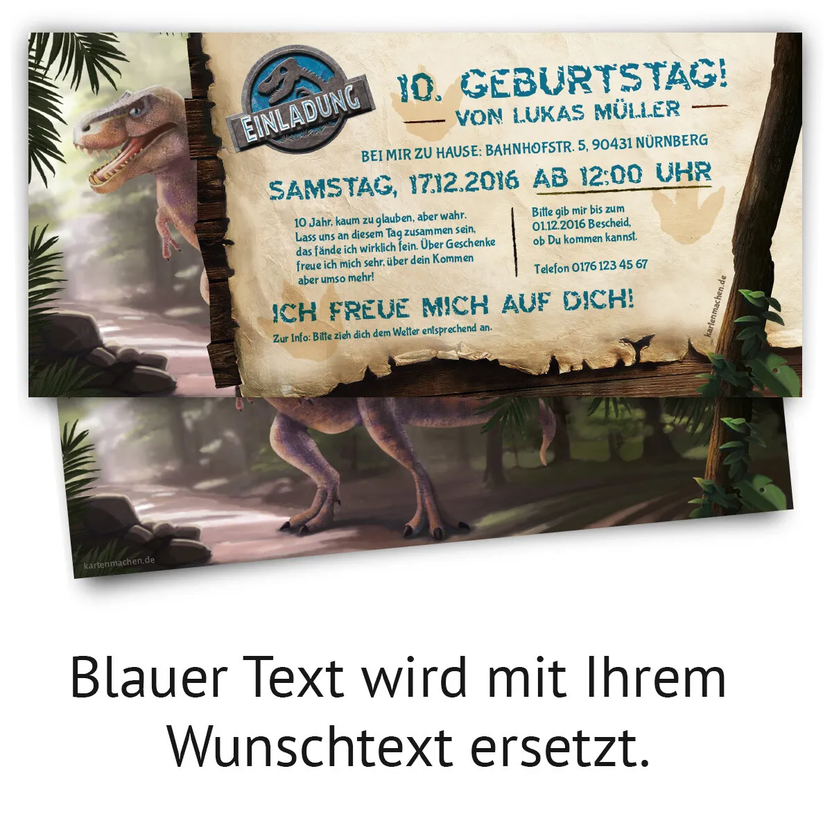 Einladung zum Kindergeburtstag - Dinosaurier Park