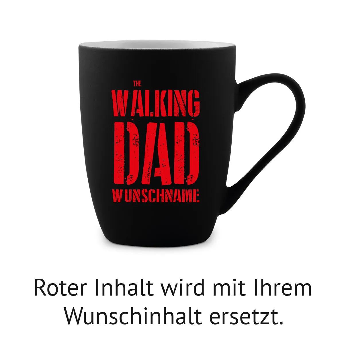 Tasse 300 ml Keramik gummiert Schwarz - Walking Dad