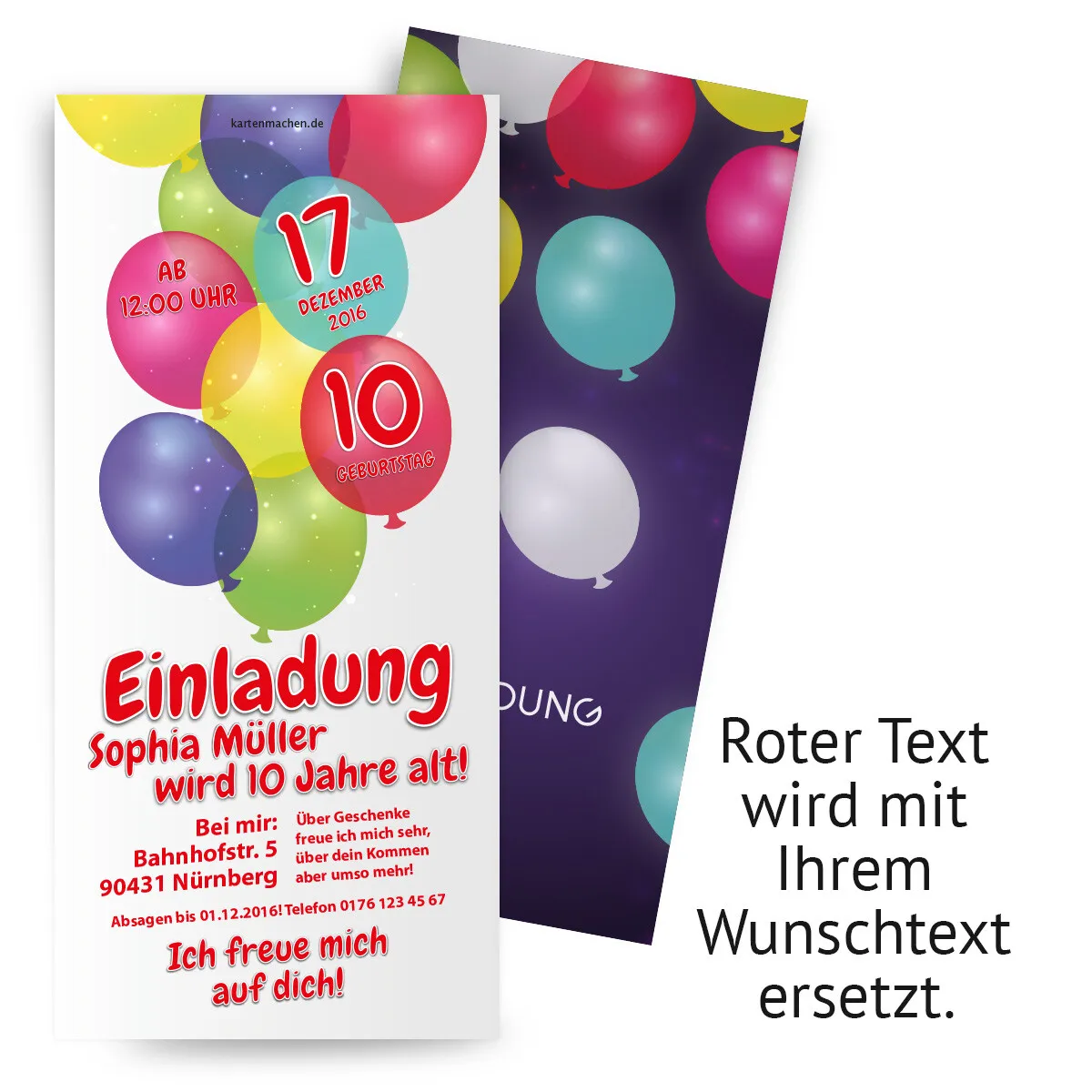 Kindergeburtstagseinladung - Bunte Ballons