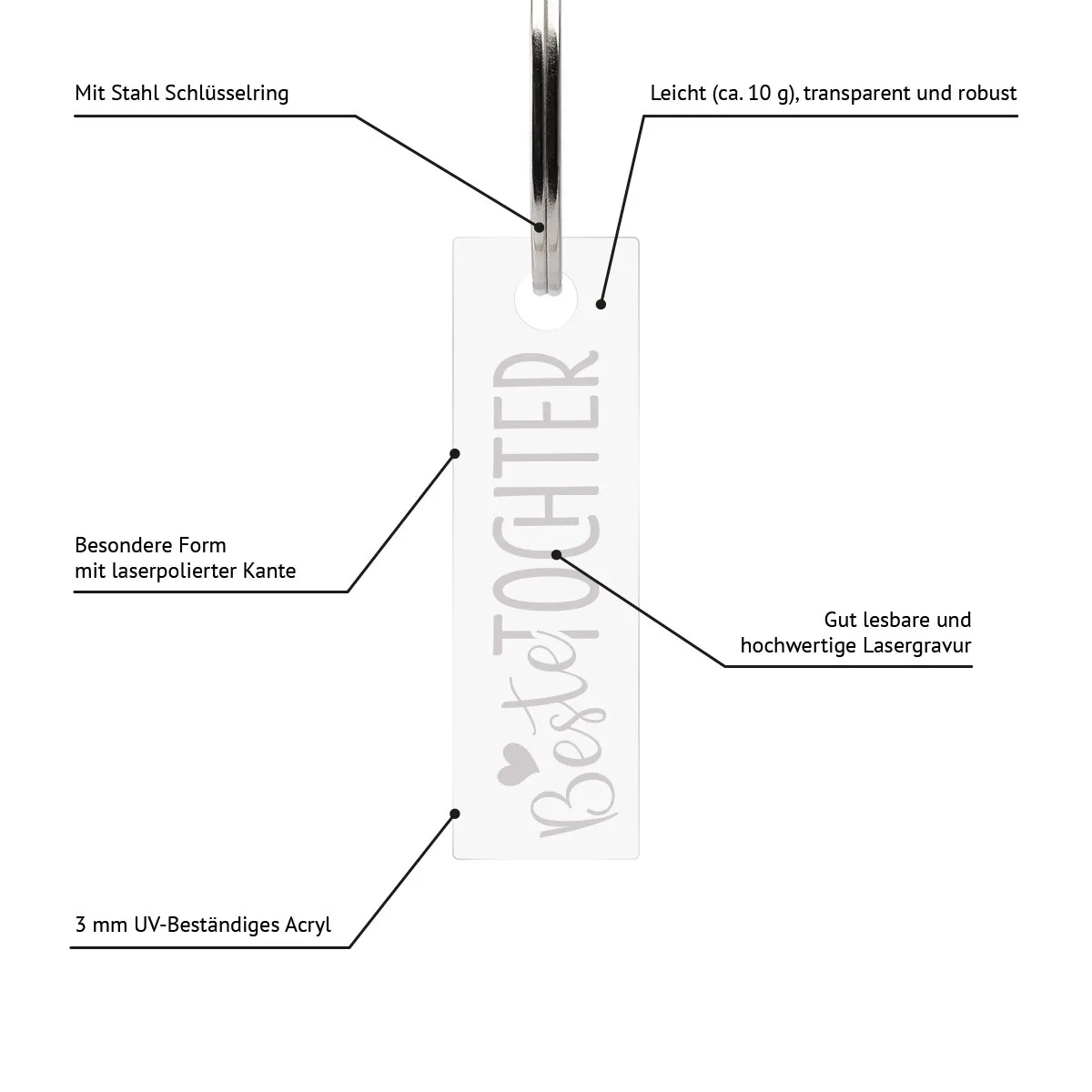 Acrylglas Stick Schlüsselanhänger - Beste Tochter