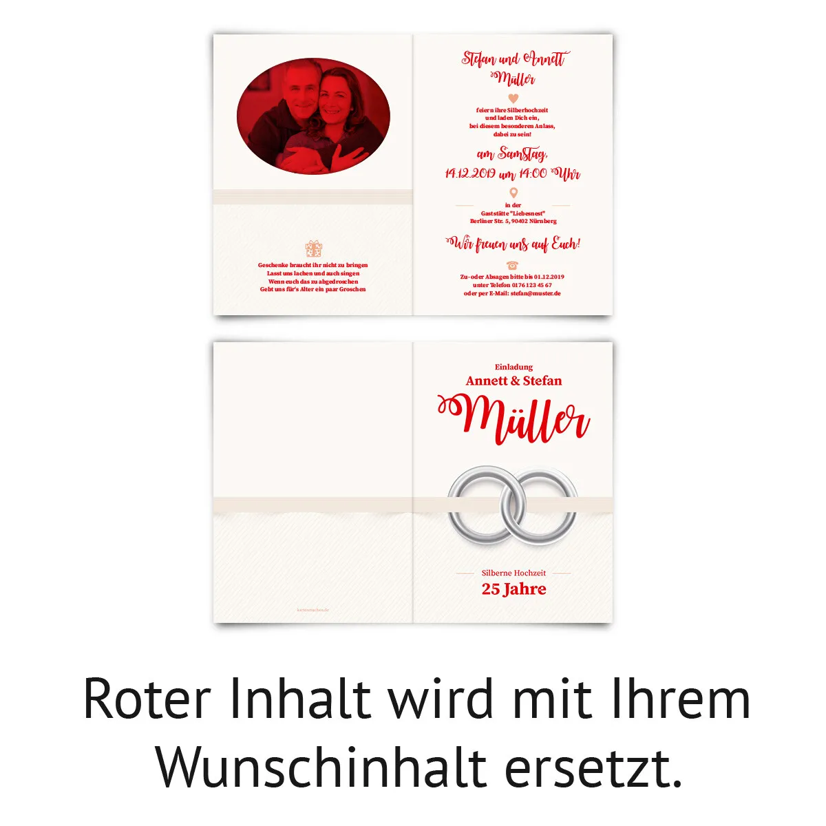 Silberne Hochzeit Hochzeitseinladungen - Ewige Ringe