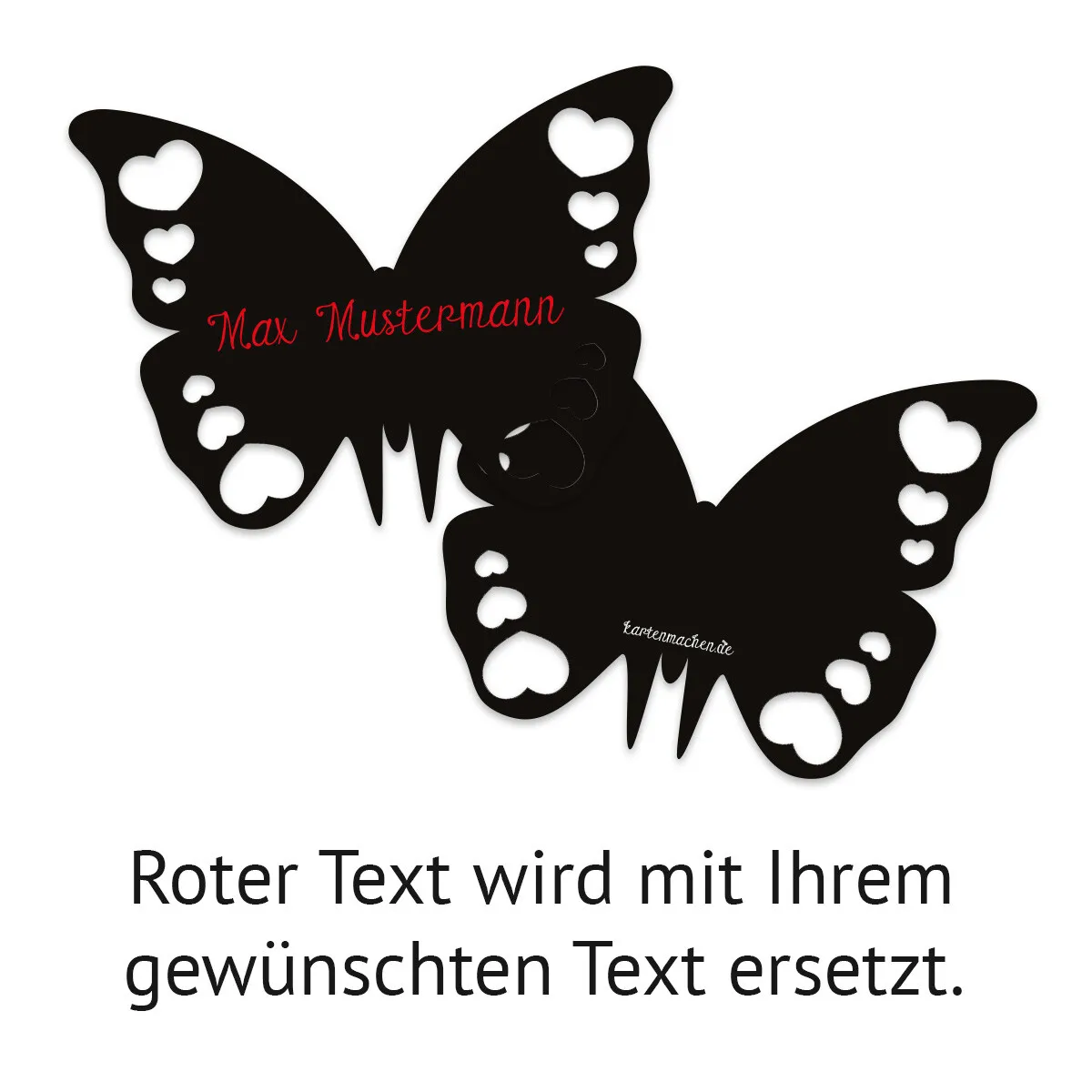 Tischkarten zur Hochzeit als Schmetterling - Schwarz