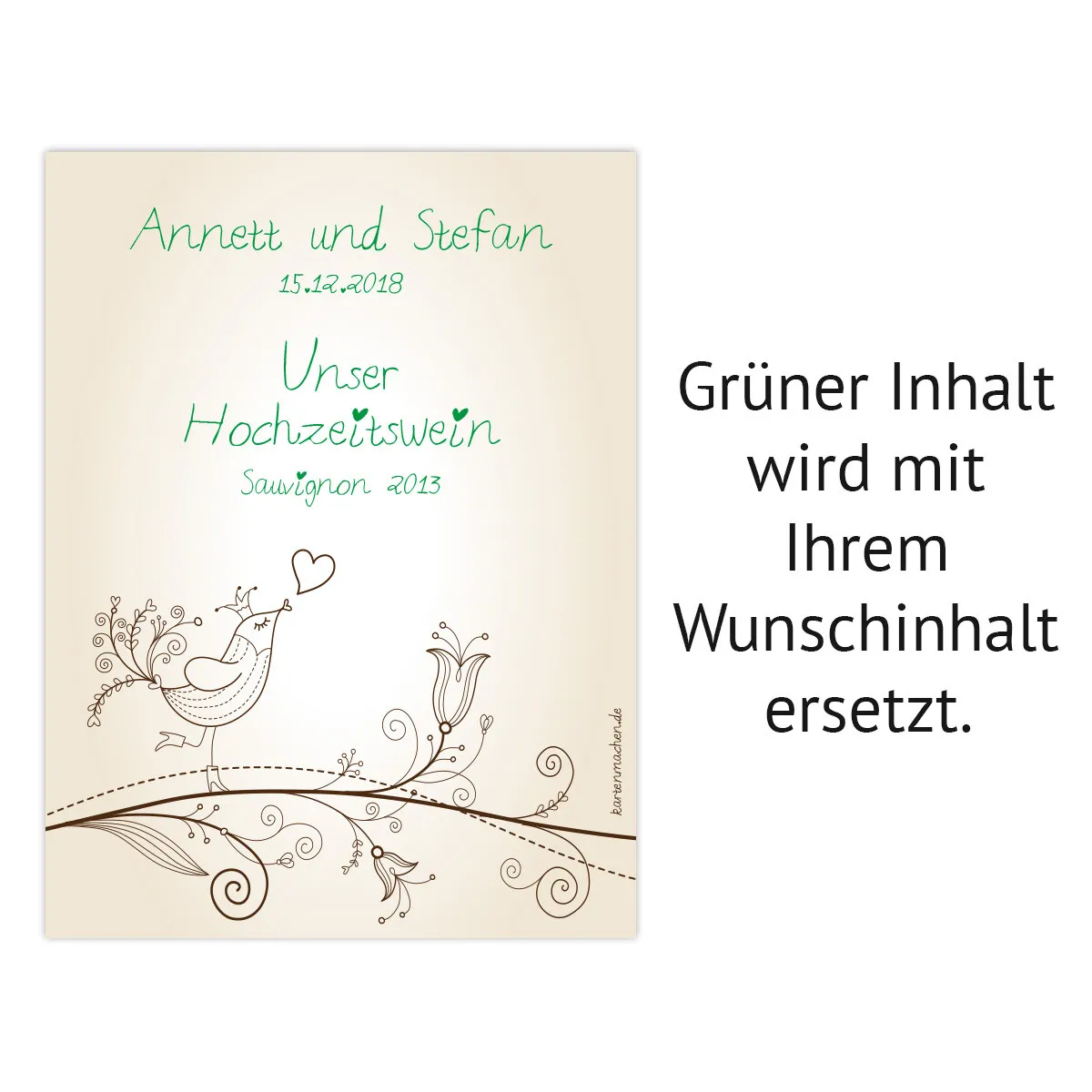 Flaschenetiketten Hochzeit - Liebesbaum