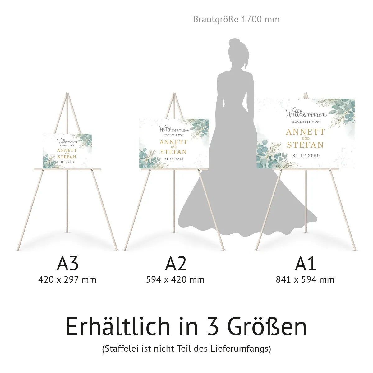 Personalisiertes Willkommensschild zur Hochzeit - Eukalyptus