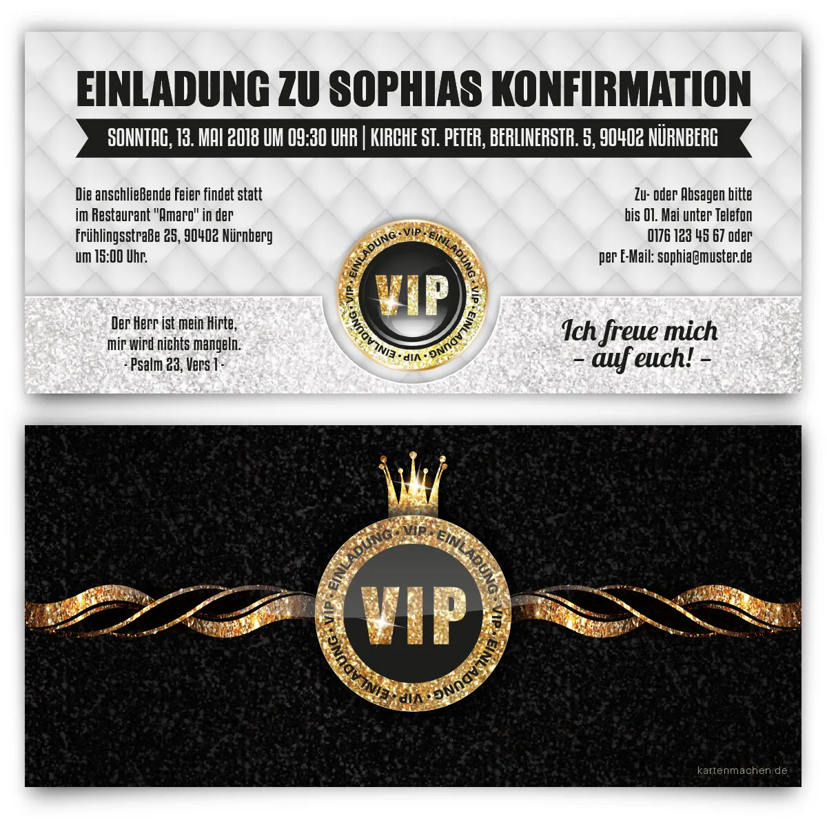 Einladungskarten zur Konfirmation - VIP Gold